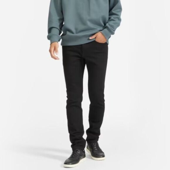 Everlane Men The Skinny 4 Way Stretch Organic Cotton JeanUniform Black 32x30
